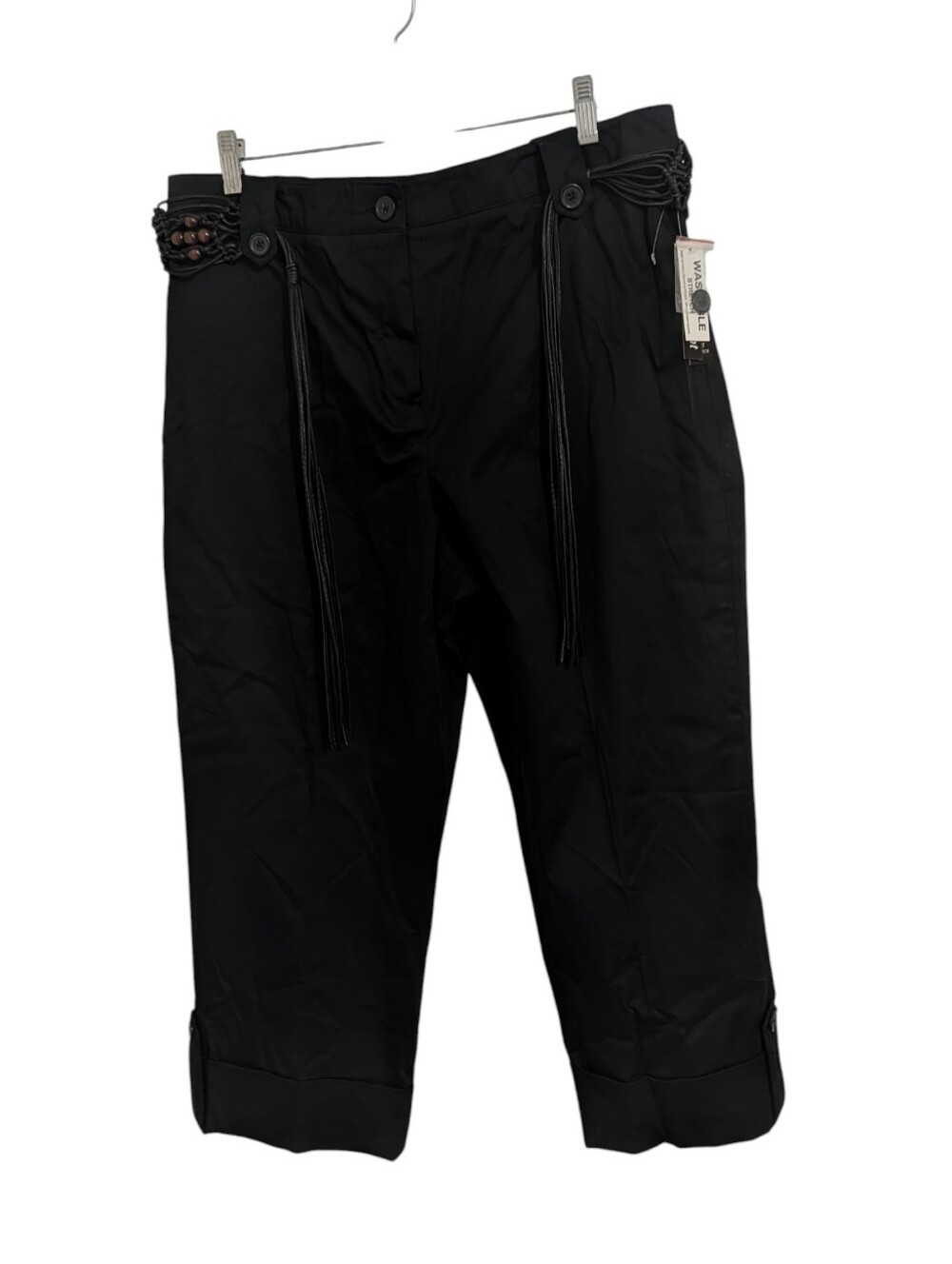 Larry Levine Stretch Wide Leg Cropped Pants Women's 14 Folded Hem